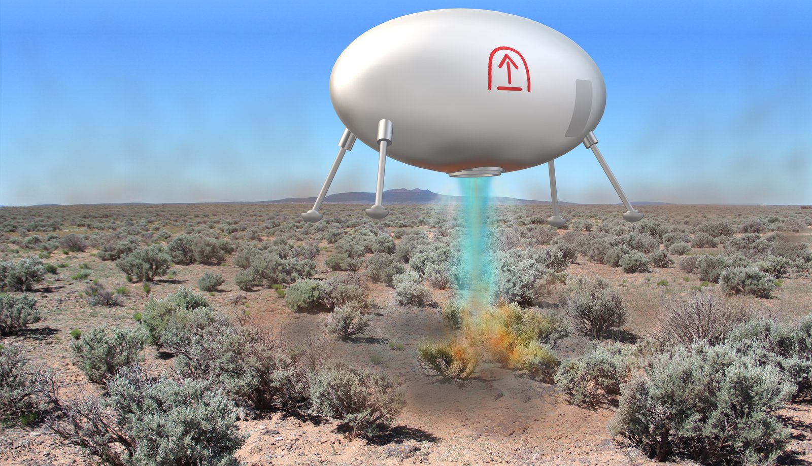 Second illustrated reconstruction view of the Zamora encounter and landing-leg impression site.